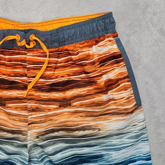 Nike Shorts Mens Large Blue White Orange Swim 11" Inseam Lined Drawstring - Picture 5 of 12